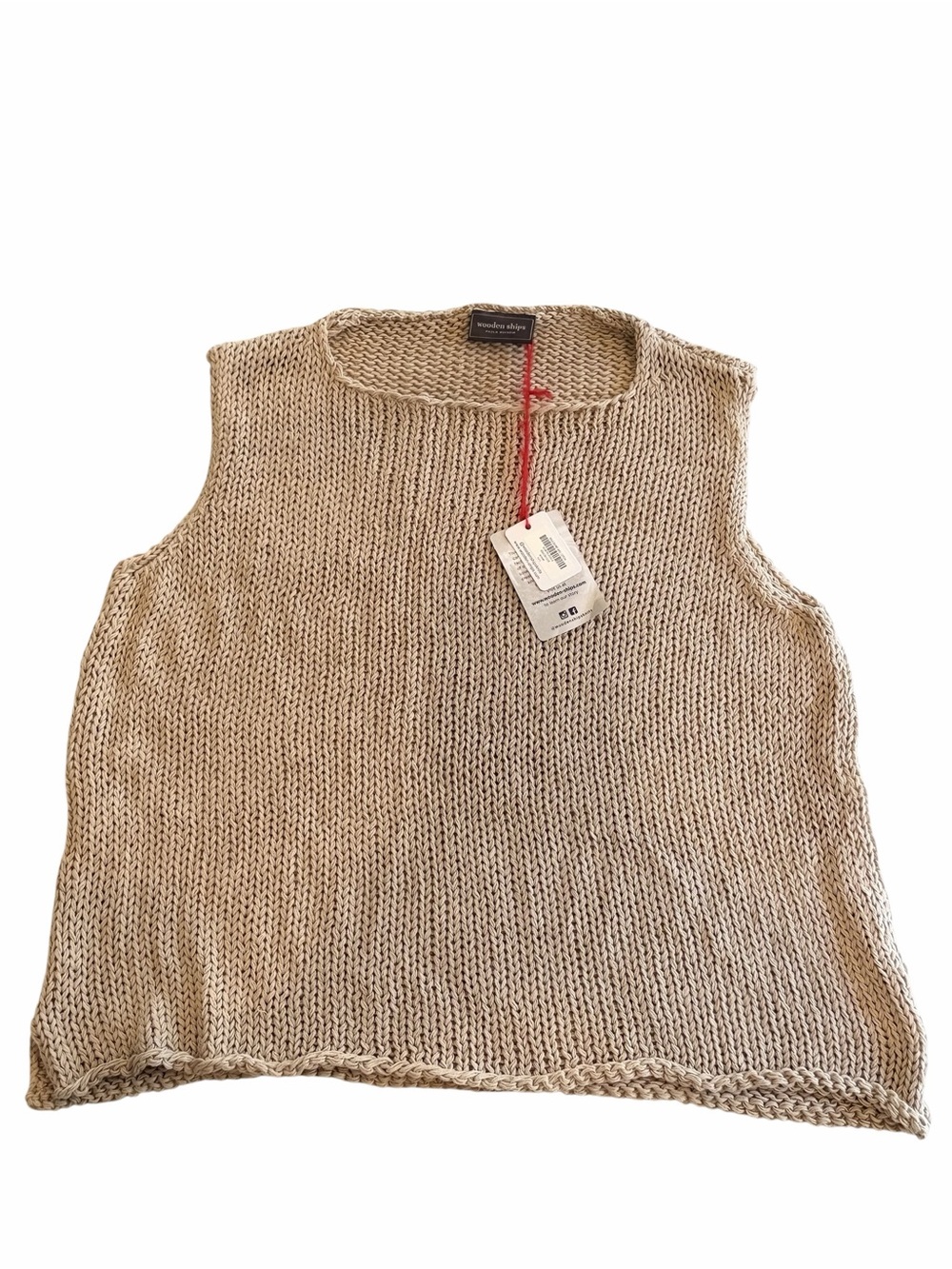 NWT Wooden Ships Maui Chunky Shell Cotton Sweater Khaki M/L 10-12